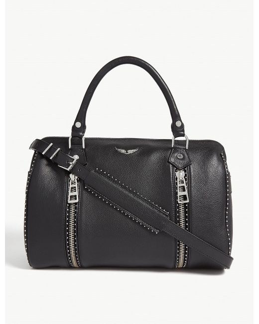 Zadig & Voltaire Black Sunny Studded Leather Bowling Bag
