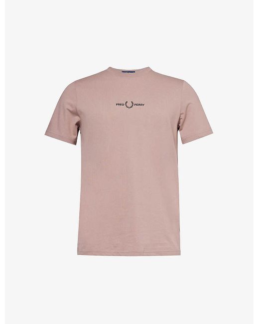 Fred Perry Pink Logo-embroidered Short-sleeved Cotton-jersey T-shirt X for men