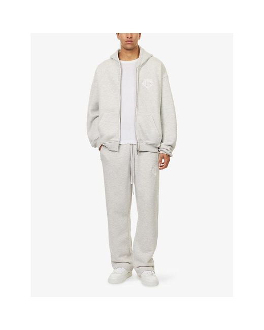 The Couture Club White Monogram Emblem Straight-Leg Cotton-Blend Jogging Bottoms for men