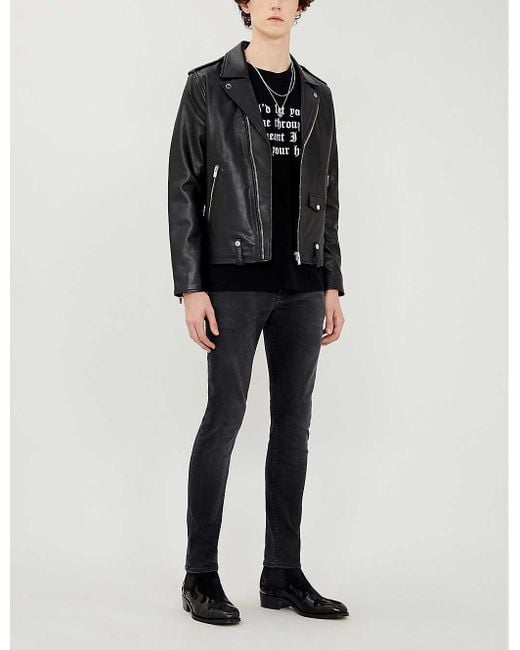 The Kooples Men's Bla01 Leather Biker Jacket in Black for Men | Lyst  Australia