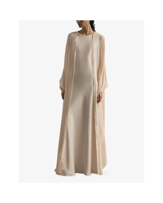 Reiss Natural Flora Cape-Detail Woven Maxi Dress