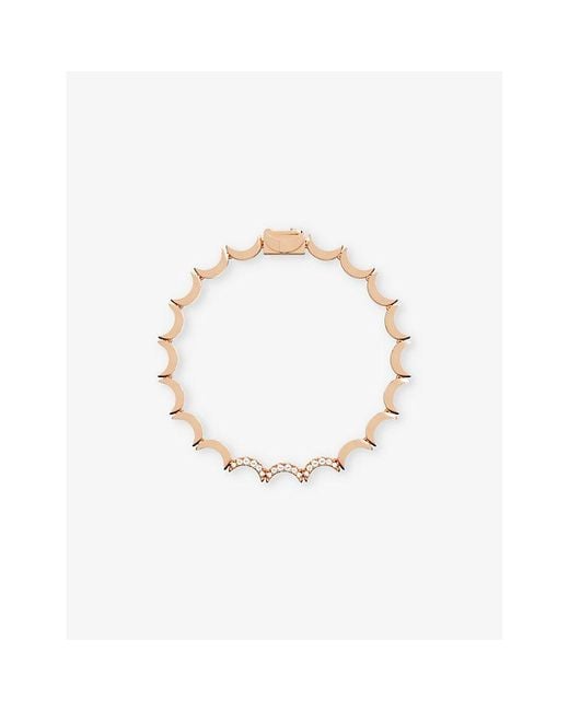 Apm Monaco White Wavy 18Ct Rose-Plated Alloy And Cubic Zirconia Bracelet