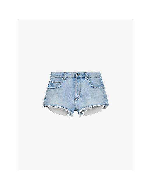 Loewe Blue X Paula's Ibiza Frayed-Hem High-Rise Denim Shorts