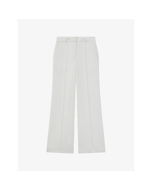 Reiss White Sienna High-rise Wide-leg Crepe Trousers