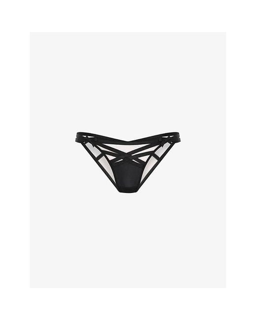 Agent Provocateur Black Briella Bow-Embellished Woven Briefs