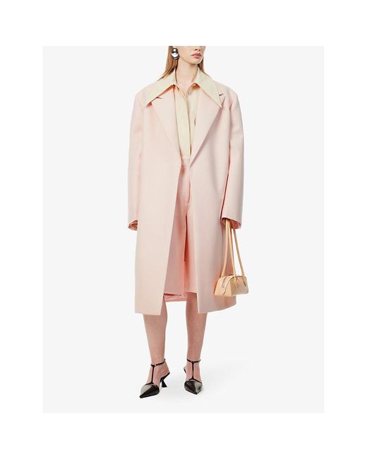 Jil Sander Pink Belted Brushed-texture Wool-blend Coat