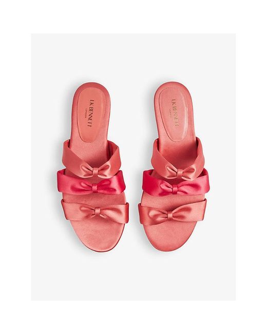 L.K.Bennett Red Jayla Bow-embellished Stain Sandals