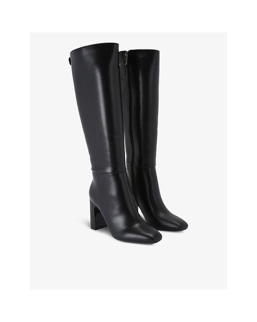 Carvela Kurt Geiger Black Jackpot Block-Heel Faux-Leather Knee-High Boots