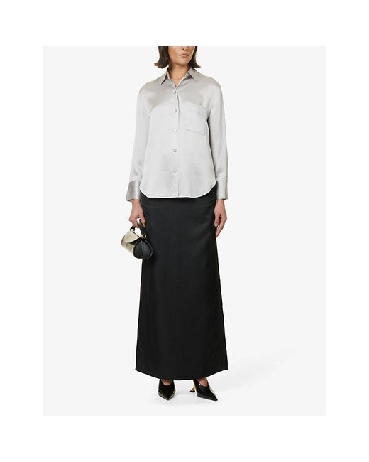 Vince White Relaxed-fit Silk-satin Blouse