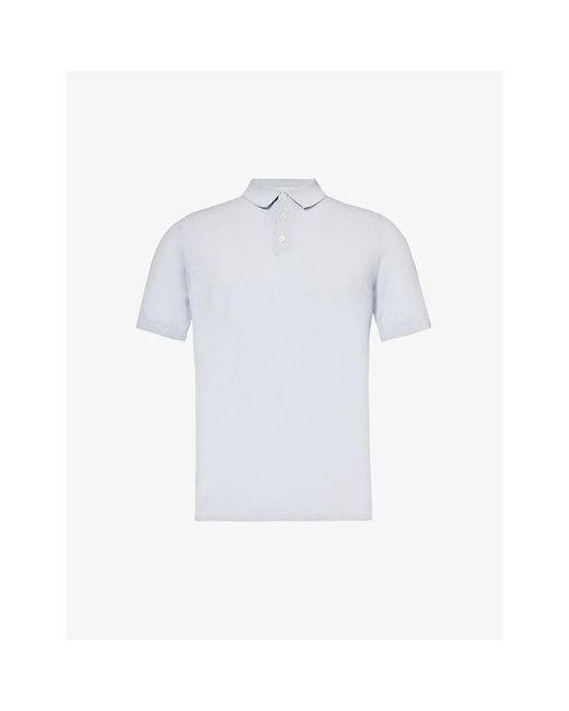 Eleventy White Ribbed-trim Regular-fit Cotton Polo Shirt X for men