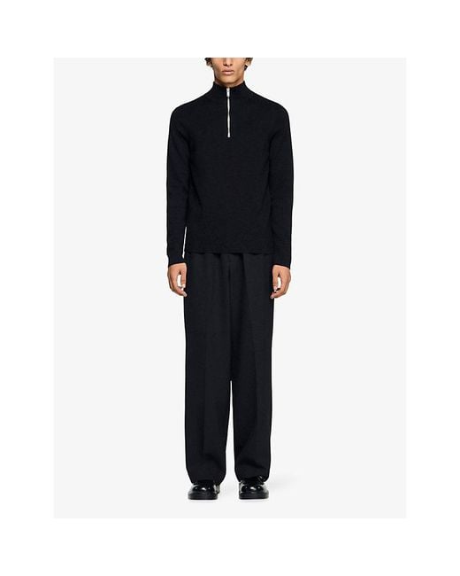 Sandro Gray Half-Zip Wool Jumper for men