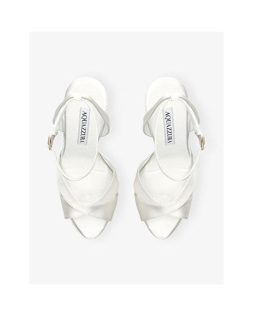 Aquazzura White Divine 130 Satin Heeled Sandals