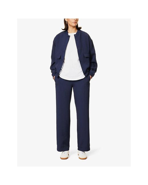 4th & Reckless Blue Teya Straight-leg Mid-rise Stretch-woven Trousers