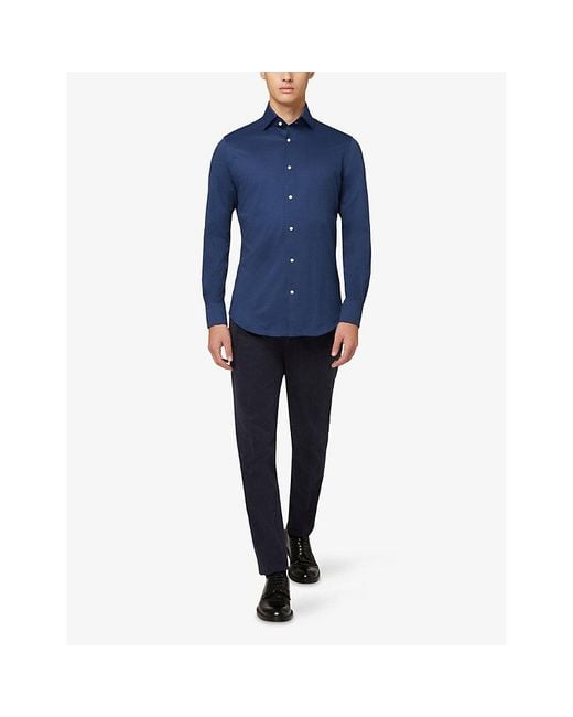Boggi Blue Regular-Fit Japanese Jersey Polo Shirt for men