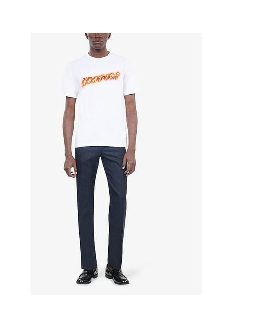 The Kooples White What Is? Brand-Print Cotton-Jersey T-Shirt for men