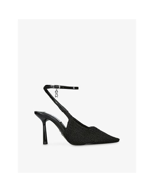 Steve Madden Black Ascension Heeled Woven Sling-Back Courts