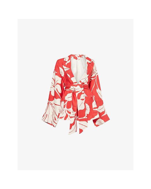 Second Summer Red Paloma Belted Cotton Jacket
