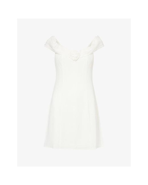 Rixo White Lorella Floral-embellished Woven Mini Dress
