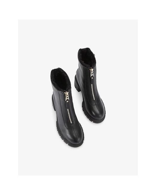 Carvela Kurt Geiger Black Ignite Zip Heeled Leather Ankle Boots