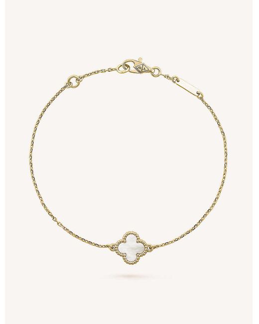 Van Cleef & Arpels Natural Sweet Alhambra Gold And Mother-of-pearl Bracelet