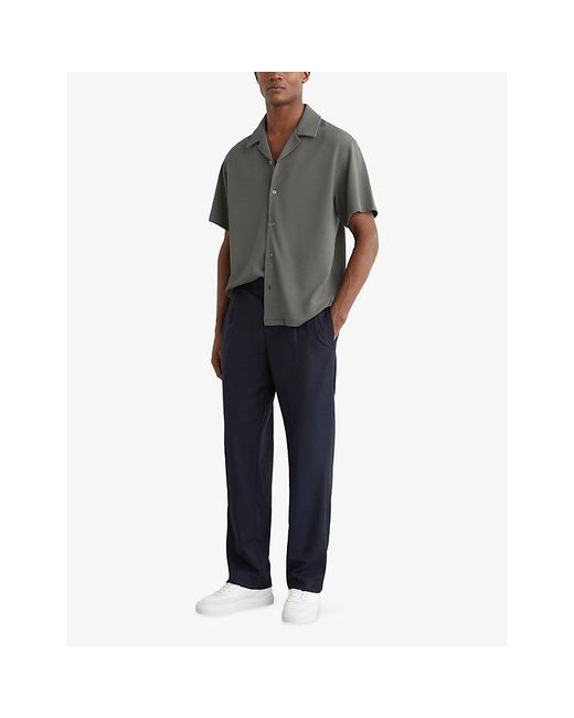 Reiss Gray Cedric Textured Stretch-Woven Shirt for men