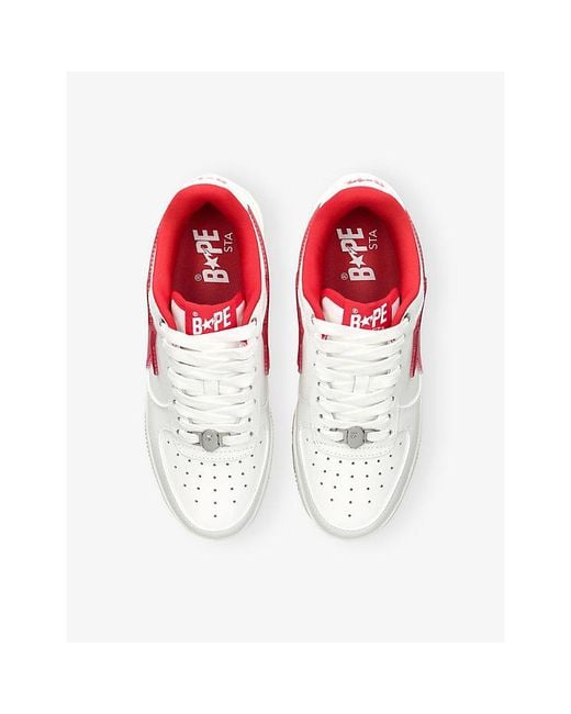 A Bathing Ape White Bape Sta Icon #4 M2 Leather Trainers for men