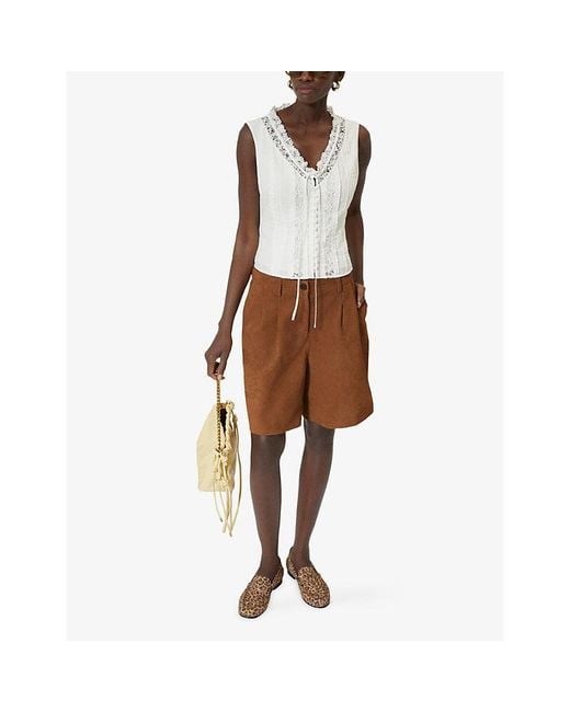 The Kooples White Sleeveless V-Neck Cotton Top