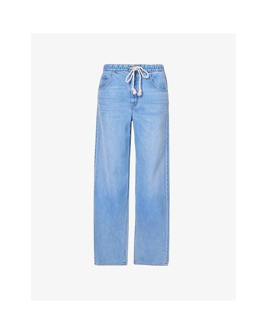 Mother Blue The Drawn Fun Dip Nerdy Wide-leg Mid-rise Jeans