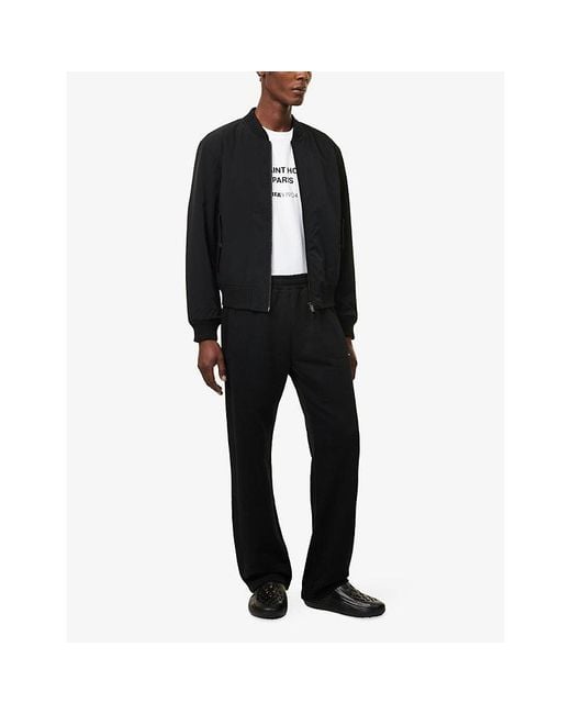 FIFA 1904 Black Logo-Patch Padded Bomber Jacket for men