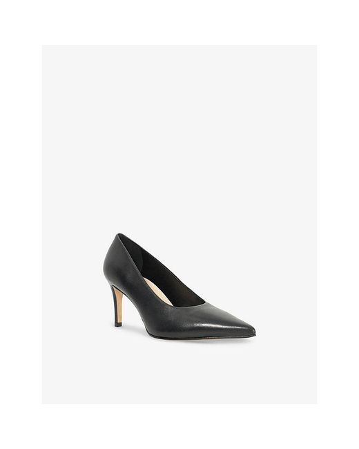 Dune Black Aspiring Heeled Leather Courts