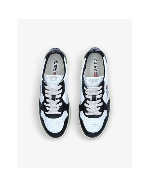 Autry Blue Blk Medalist Two-Tone Leather Low-Top Trainers for men