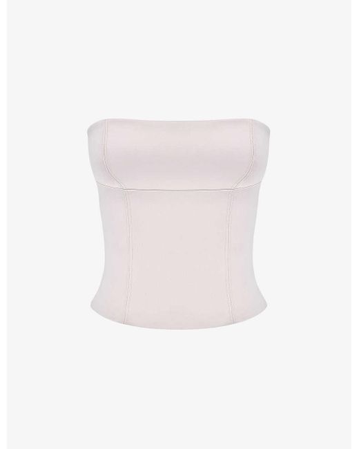 House Of Cb White Angelica Slim-fit Satin Top