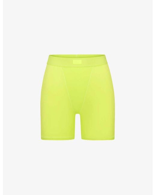 Skims Yellow Boyfriend Brand-patch Stretch-woven Shorts X
