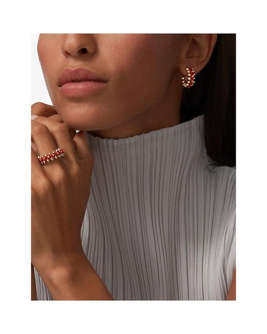 Cartier Red Clash De 18Ct Rose- And Agate Hoop Earrings