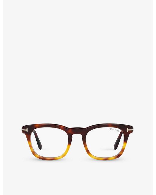 Tom Ford Multicolor Ft5870 Rectangle-frame Tortoiseshell Acetate Optical Glasses
