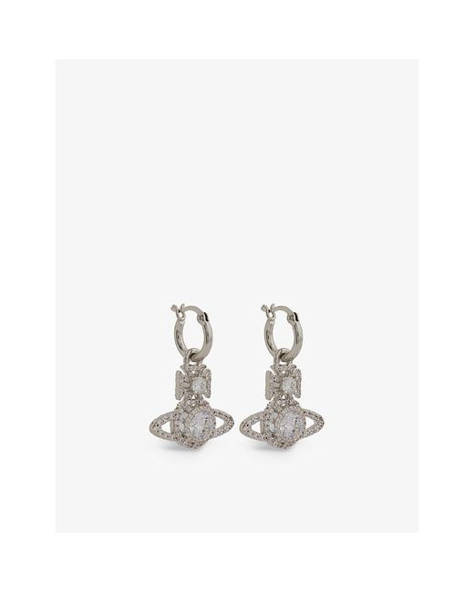 Vivienne Westwood White Norabelle Brass And Cubic Zirconia Hoop Earrings