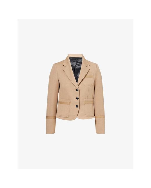 ME+EM Natural Herringbone Cropped Cotton-Wool Jacket