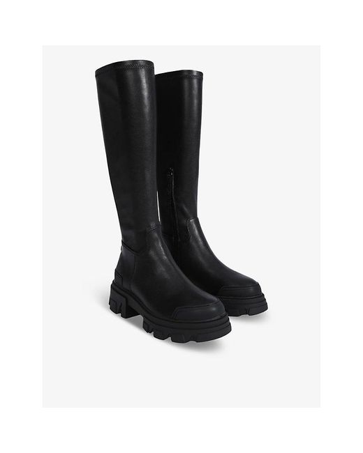KG by Kurt Geiger Black Trekker Sock2 Knee-High Faux-Leather Boots