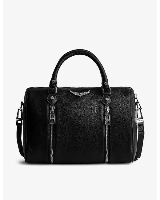 Zadig & Voltaire Black Sunny Medium Grained Leather Bowling Bag