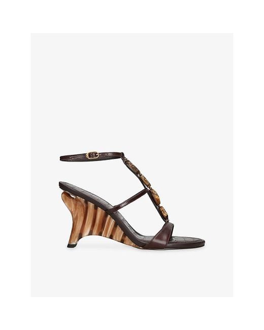 Sam Edelman Brown Massey Wedge Heeled Leather Sandals