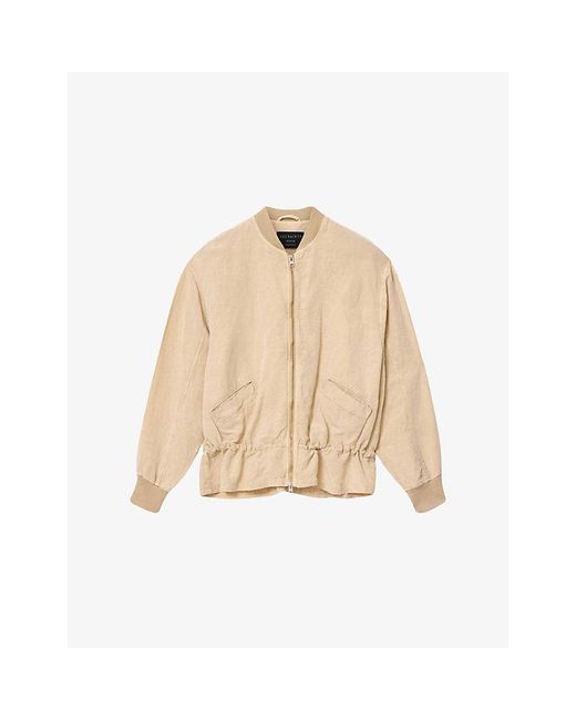 AllSaints Natural Sofi Baseball-Collar Cotton Jacket