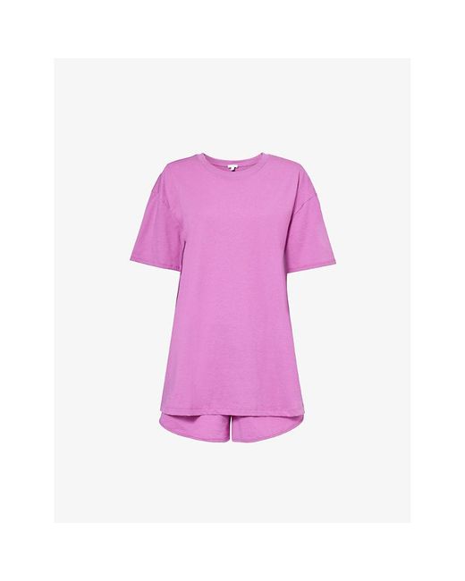 Skin Purple Courtney & Christine Organic Cotton-jersey Pyjama Set