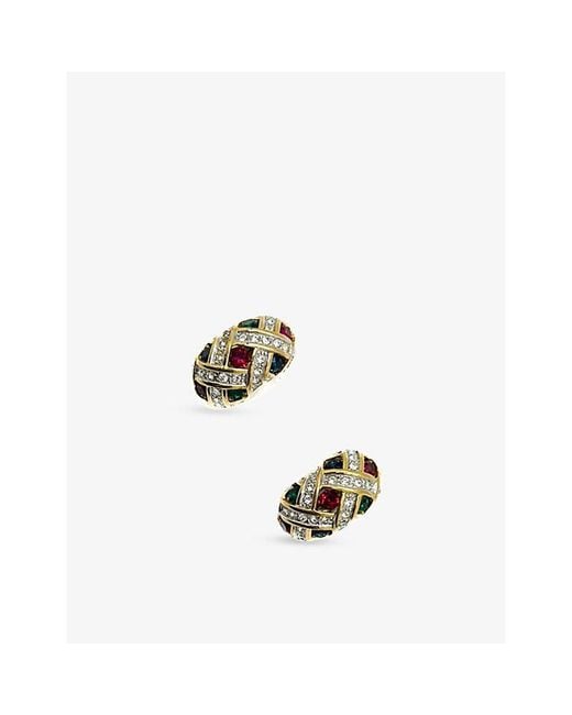 JENNIFER GIBSON JEWELLERY Metallic Pre-Loved Jgj Pave Gem-Plated Metal Earrings