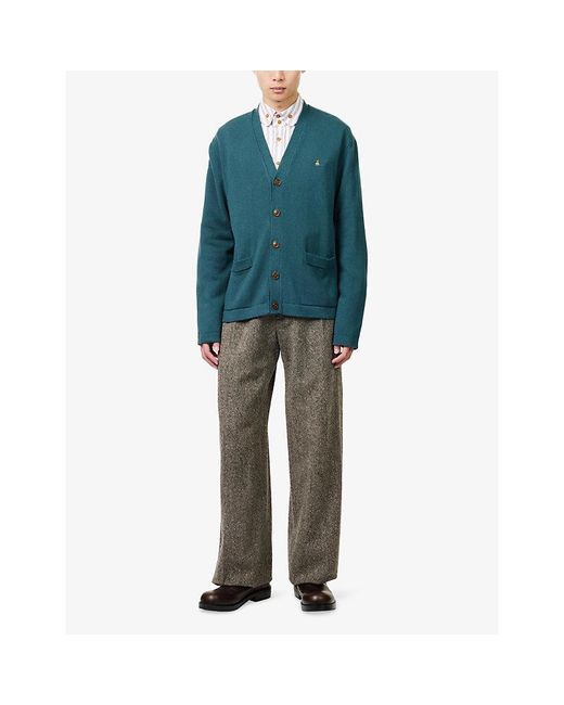 Vivienne Westwood Green Alex Orb-Embroidered Cotton-Blend Cardigan for men