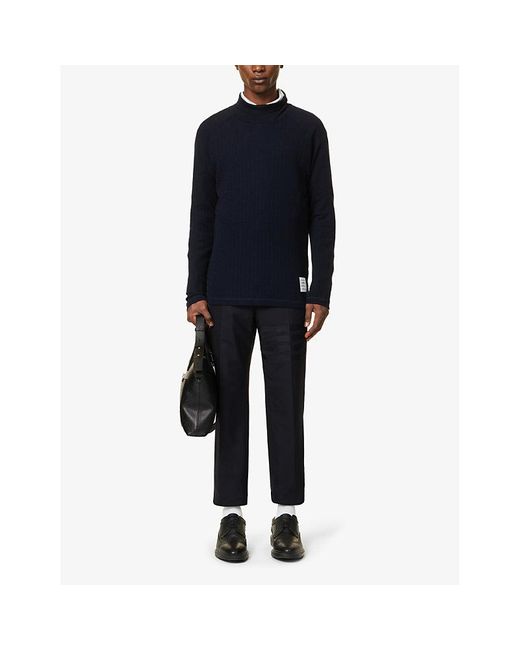 Thom Browne Blue High-neck Regular-fit Wool-knit Jumper for men