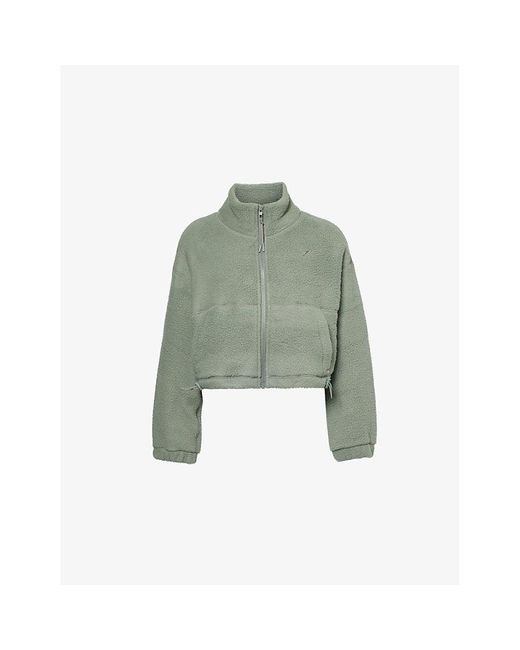 GYMSHARK Green Elevate Cropped Fleece Jacket