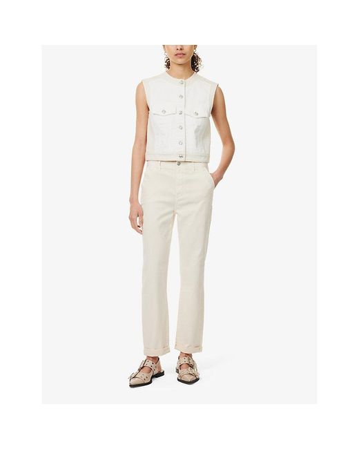 PAIGE White Drew Straight-leg High-rise Stretch-woven Trousers