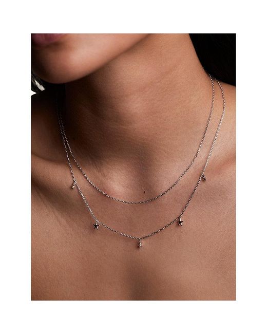 Astrid & Miyu Metallic Starfish Double Chain-Plated Sterling- And Cubic Zirconia Necklace