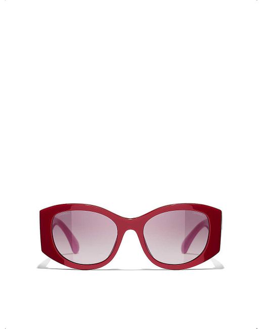 Chanel Pink Oval-frame Sunglasses