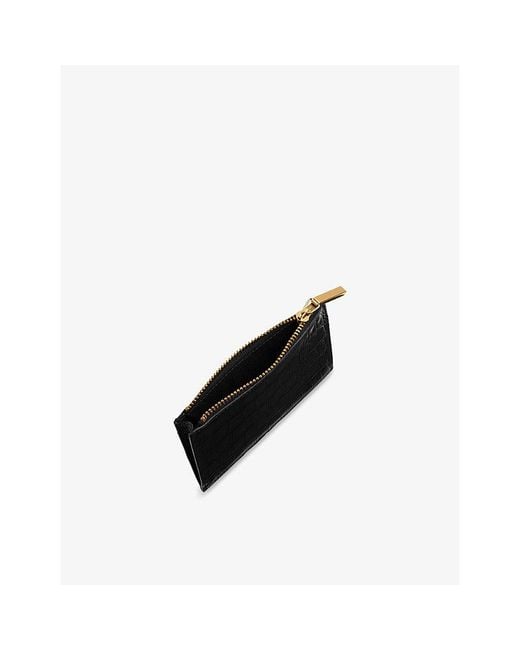 Whistles Black Mock-Croc Leather Coin Purse